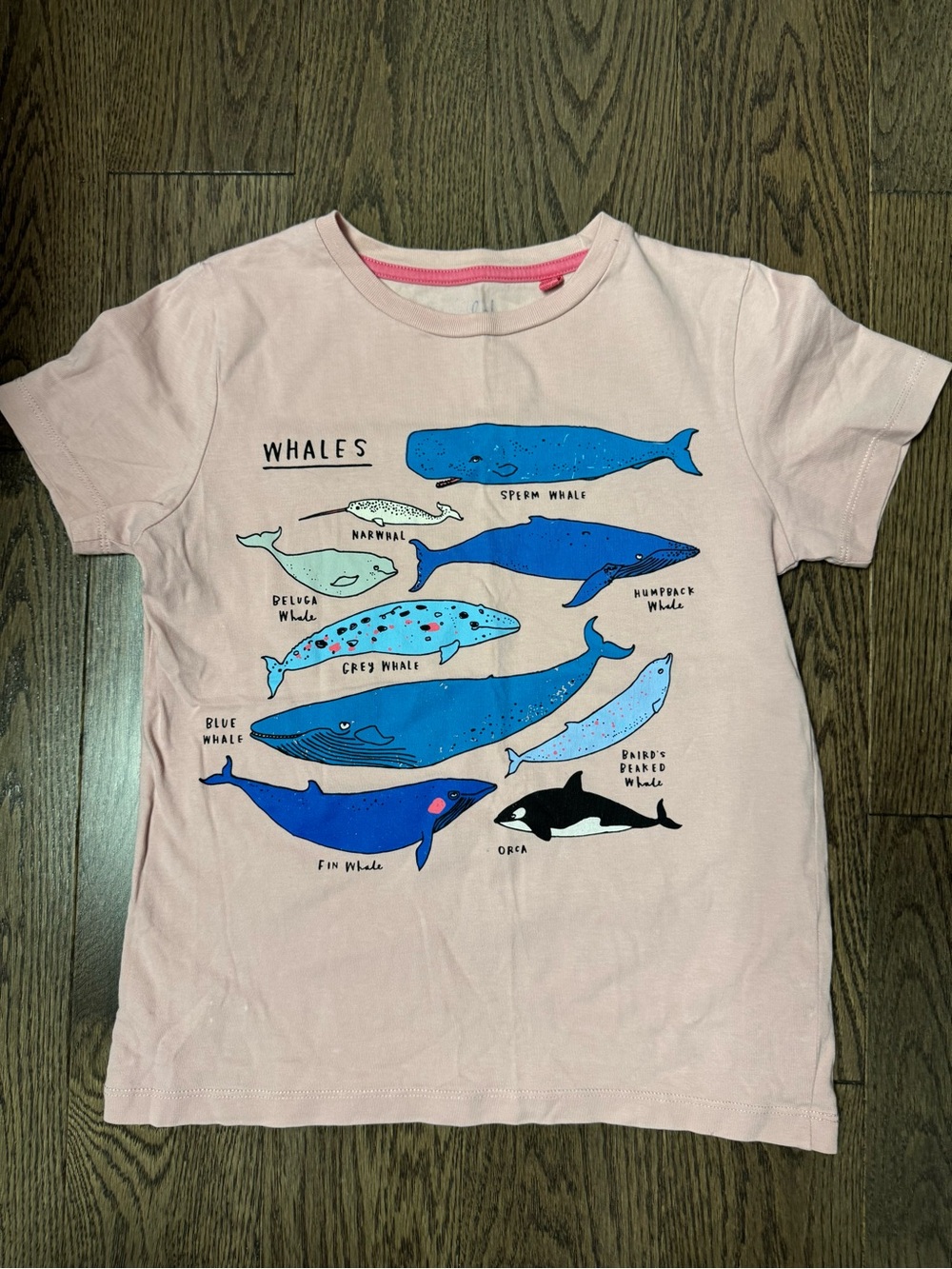 Mini Boden Light Pink Tee with Blue Whale Print